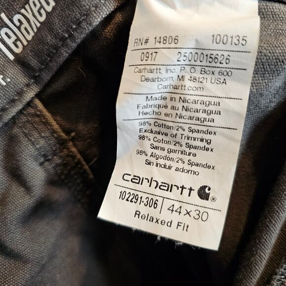 Carhartt Relaxed Fit Rugged Flex Canvas Mens 44x30 Work Wear Rugged Dark Gray - Picture 5 of 7